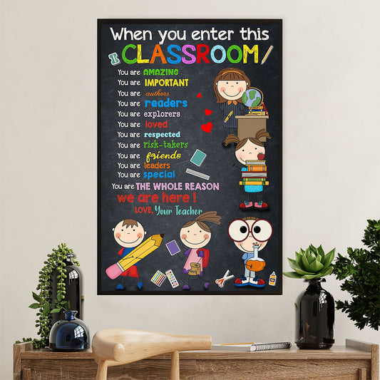 Teacher Classroom Poster | When You Enter This Classroom | Wall Art Back To School Gift for Teacher