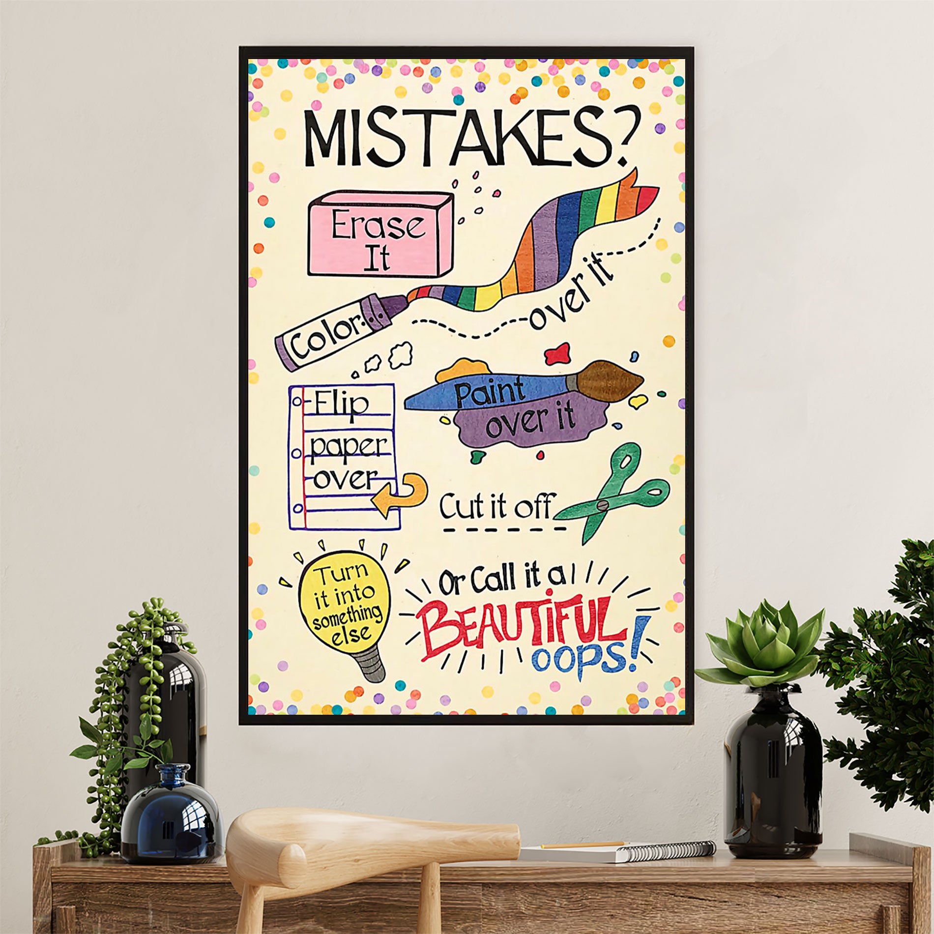 Teacher Classroom Canvas Wall Art | Mistakes | Back To School Gift for Teacher