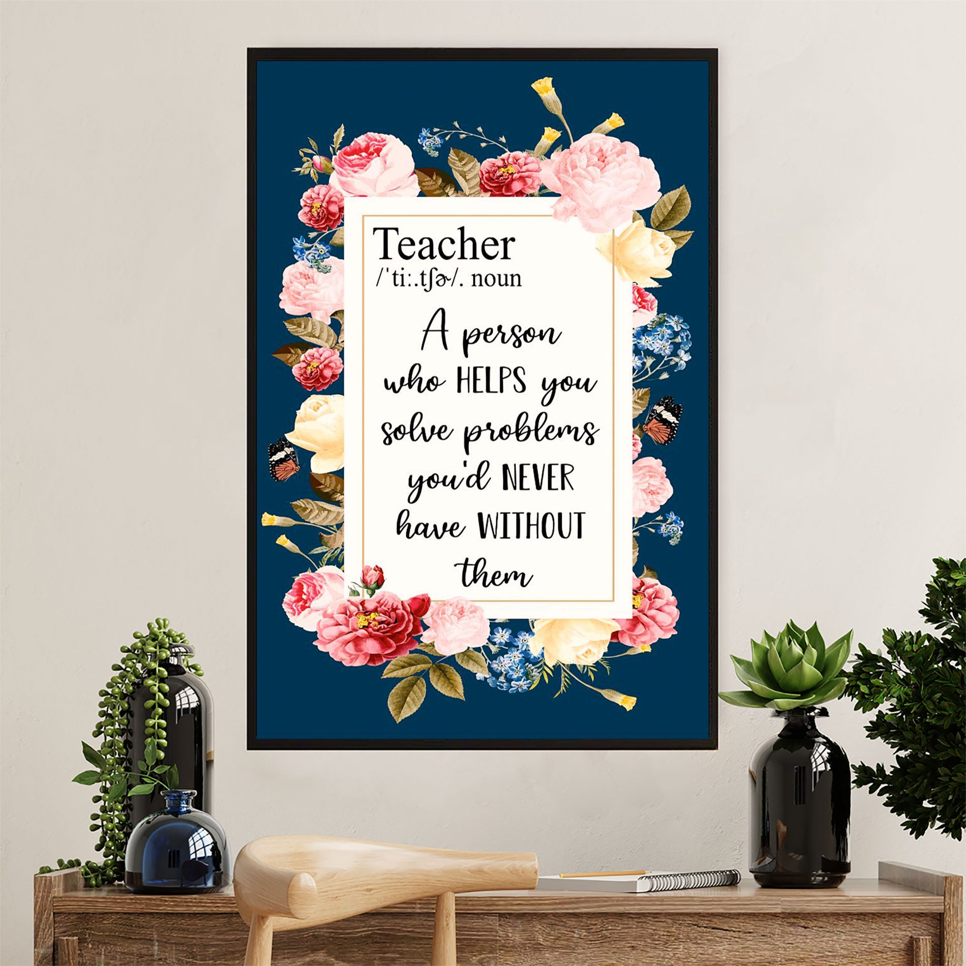 Teacher Classroom Canvas Wall Art | Teacher Definition | Back To School Gift for Teacher