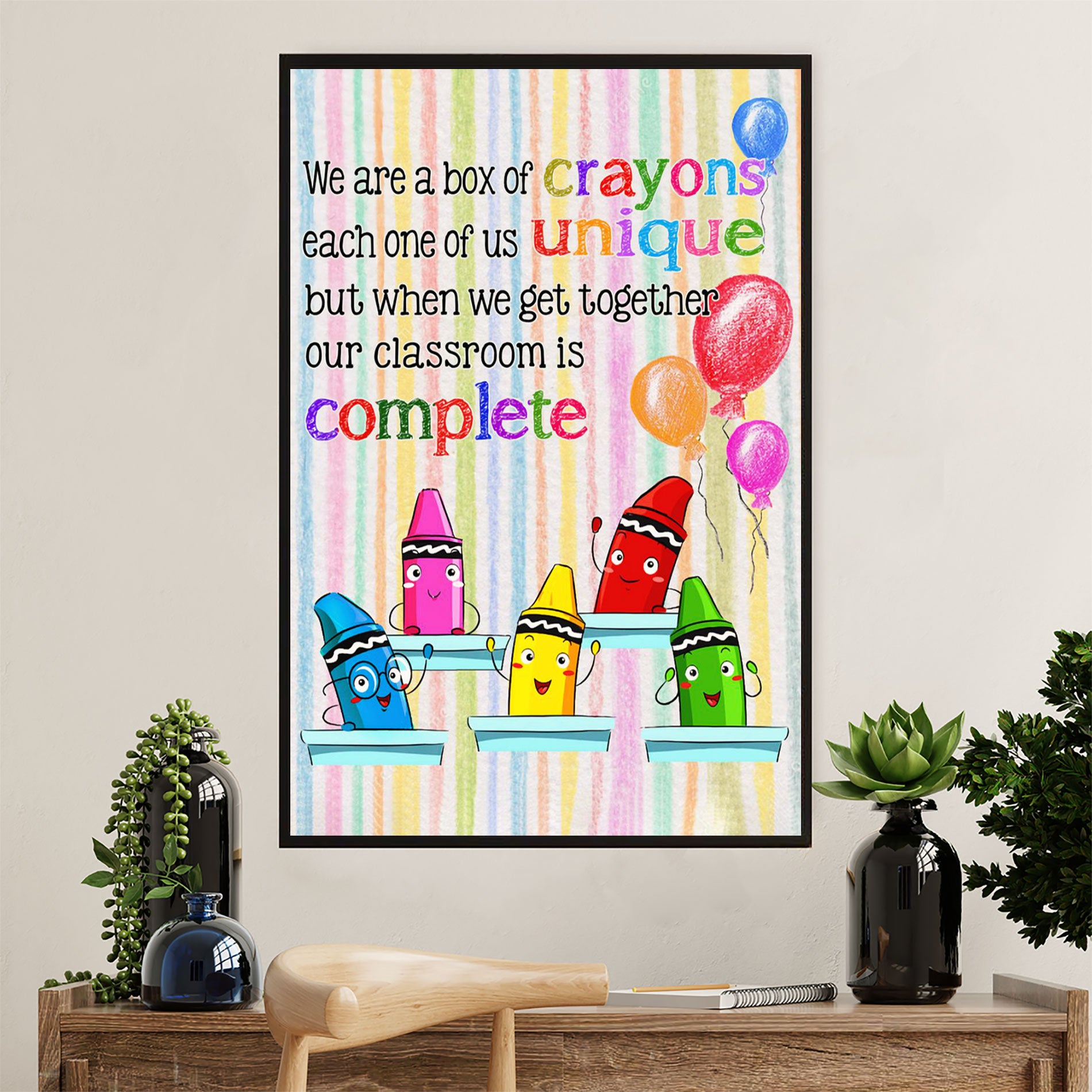 Teacher Classroom Canvas Wall Art | Box Of Crayons | Back To School Gift for Teacher