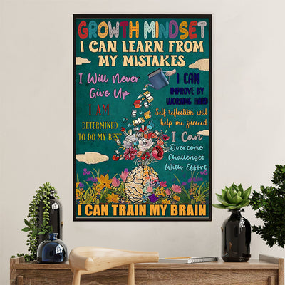 Teacher Classroom Poster | Grow With Mindset | Wall Art Back To School Gift for Teacher