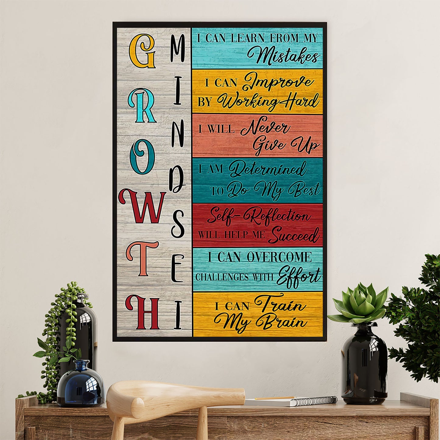 Teacher Classroom Canvas Wall Art | Growth Mindset | Back To School Gift for Teacher
