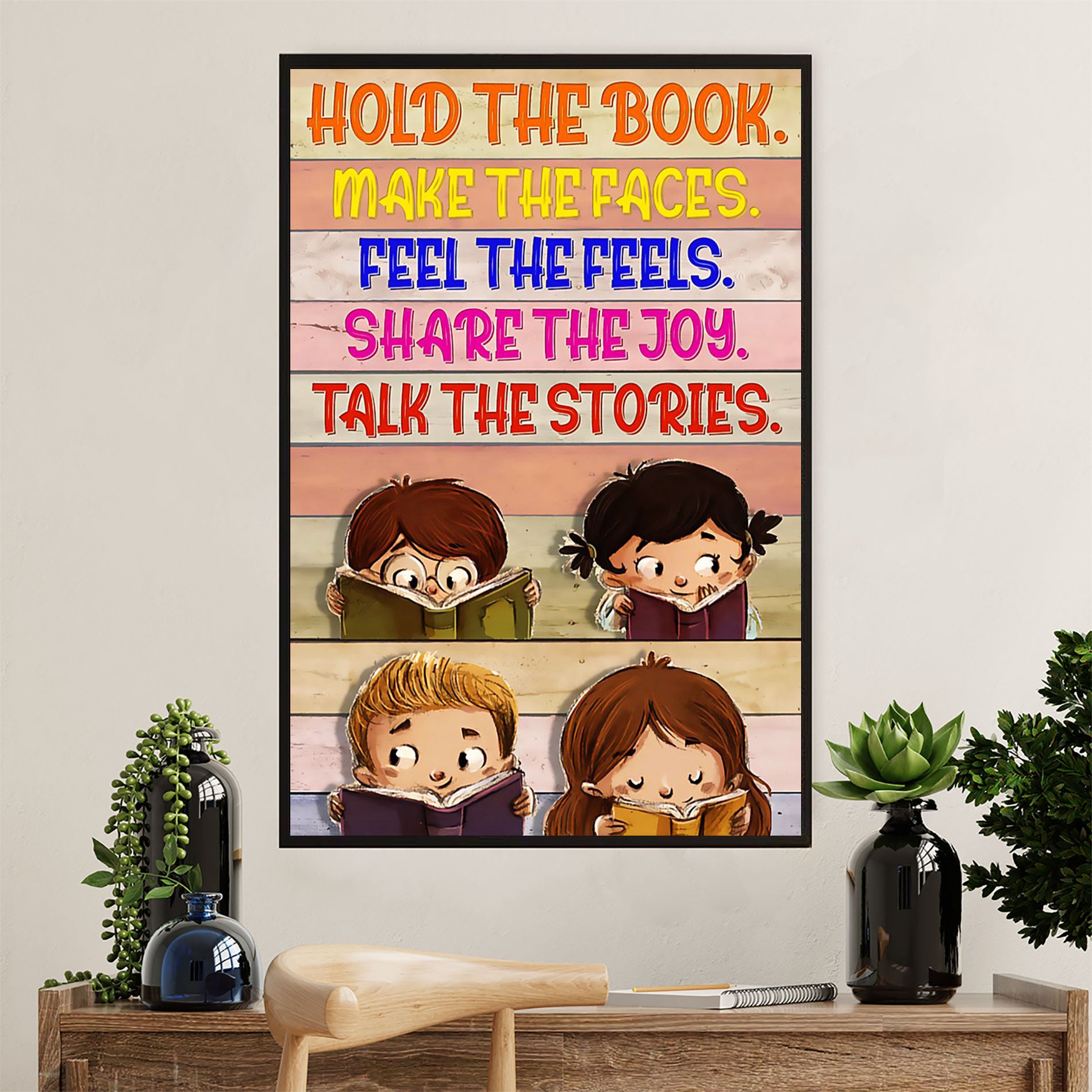 Teacher Classroom Canvas Wall Art | Hold The Book | Back To School Gift for Teacher