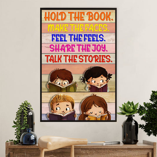 Teacher Classroom Poster | Hold The Book | Wall Art Back To School Gift for Teacher