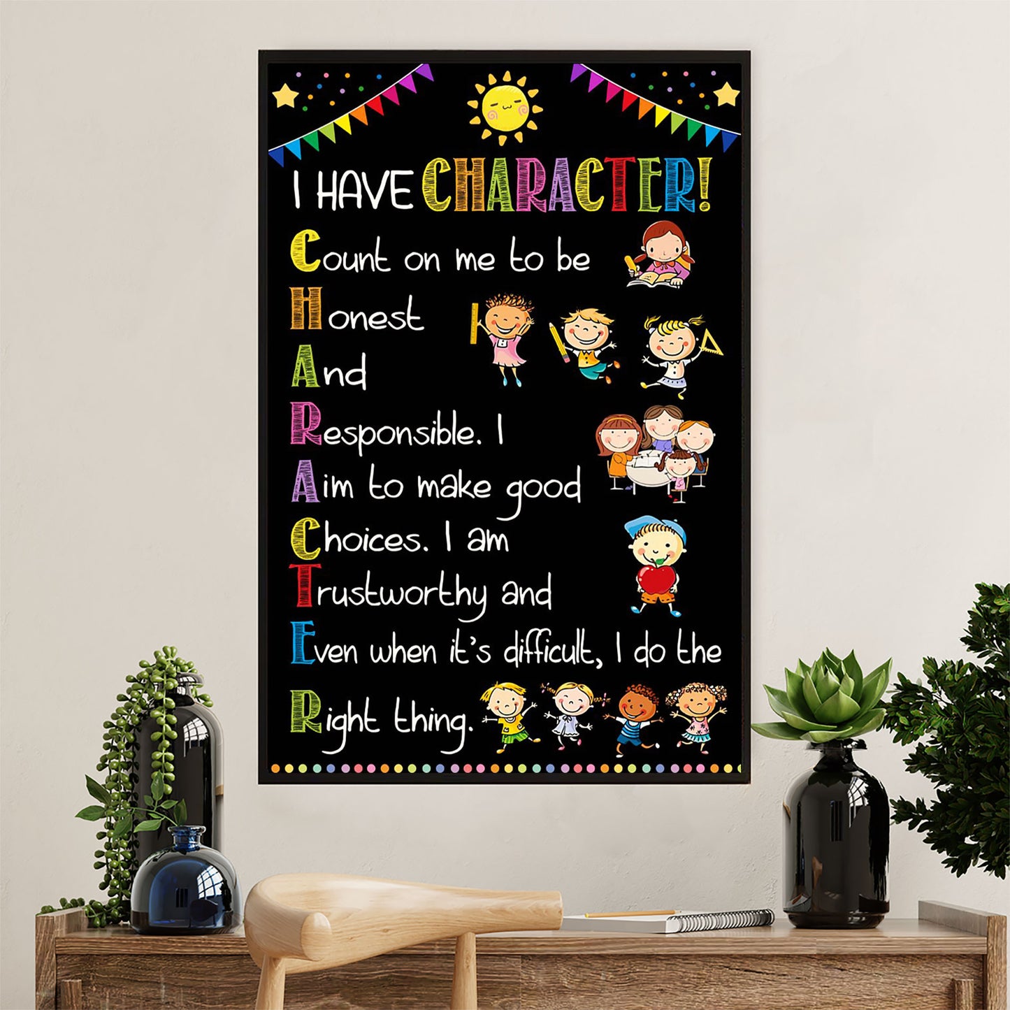 Teacher Classroom Canvas Wall Art | I Have Character | Back To School Gift for Teacher