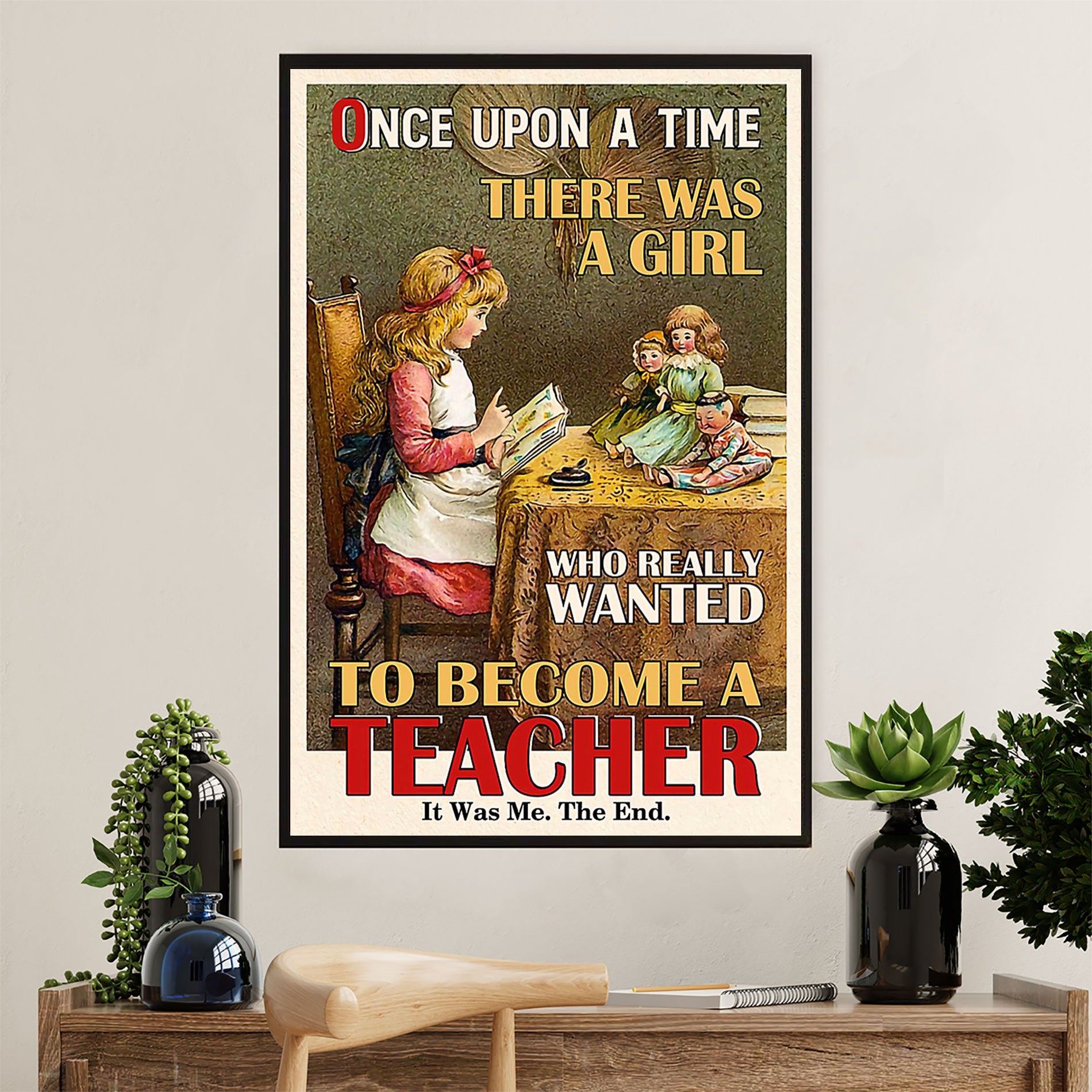 Teacher Classroom Poster | Girl Wanted To Become A Teacher | Wall Art Back To School Gift for Teacher