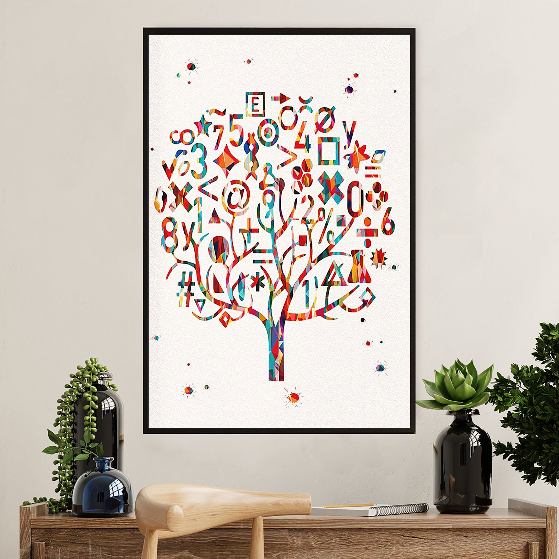 Teacher Classroom Canvas Wall Art | Math Equations Tree | Back To School Gift for Teacher