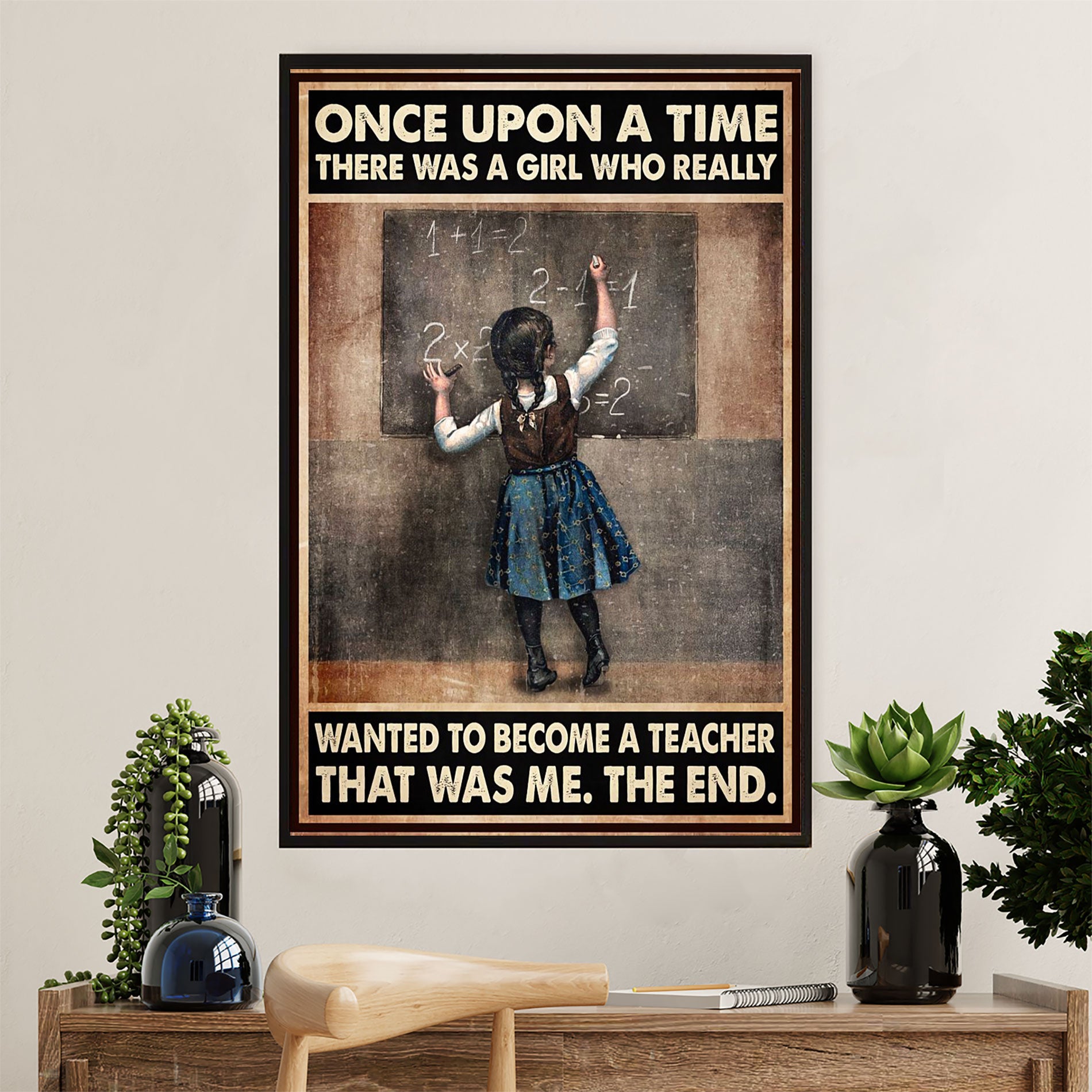 Teacher Classroom Poster | Girl Wanted To Become A Teacher | Wall Art Back To School Gift for Teacher