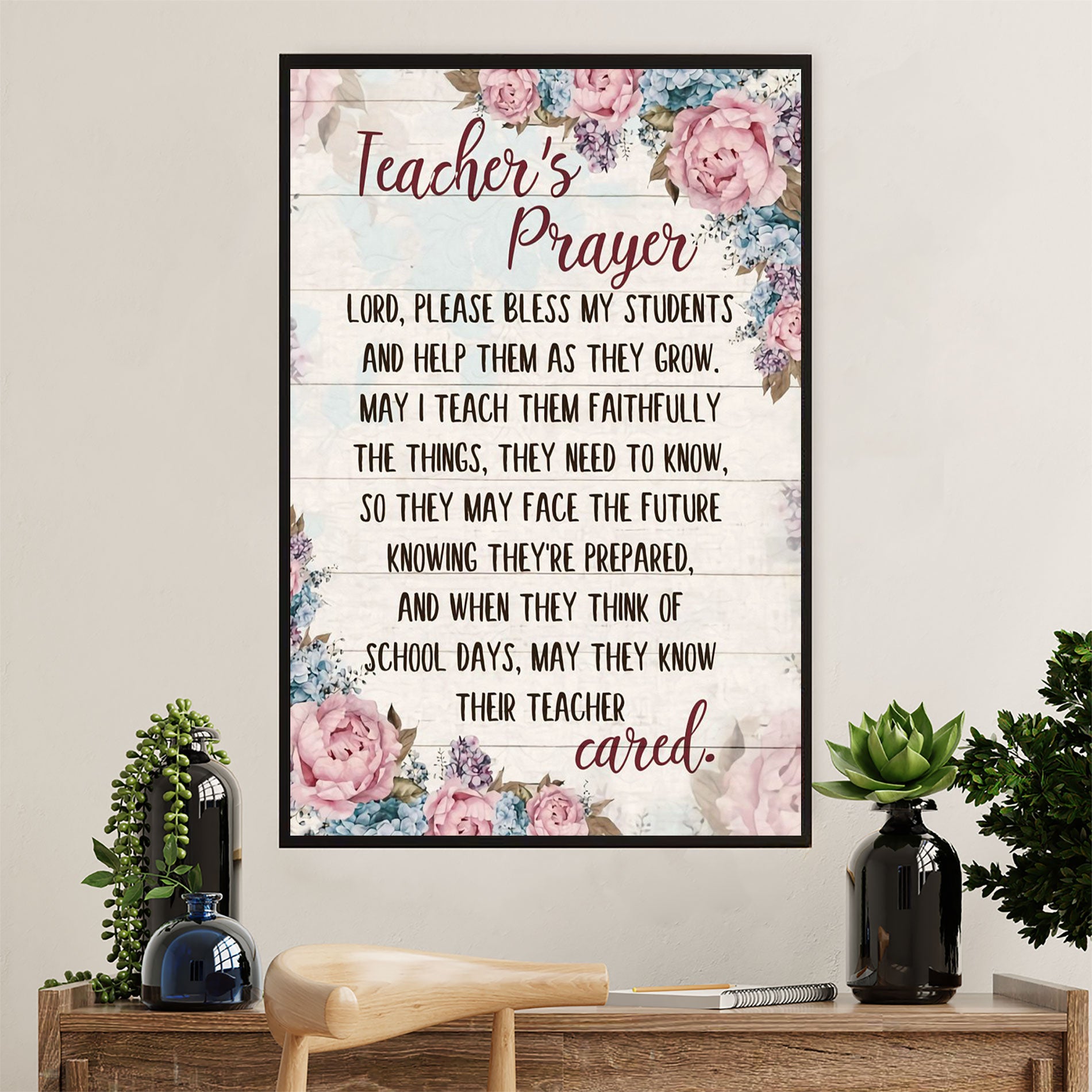 Teacher Classroom Canvas Wall Art | Teacher's Prayer | Back To School Gift for Teacher