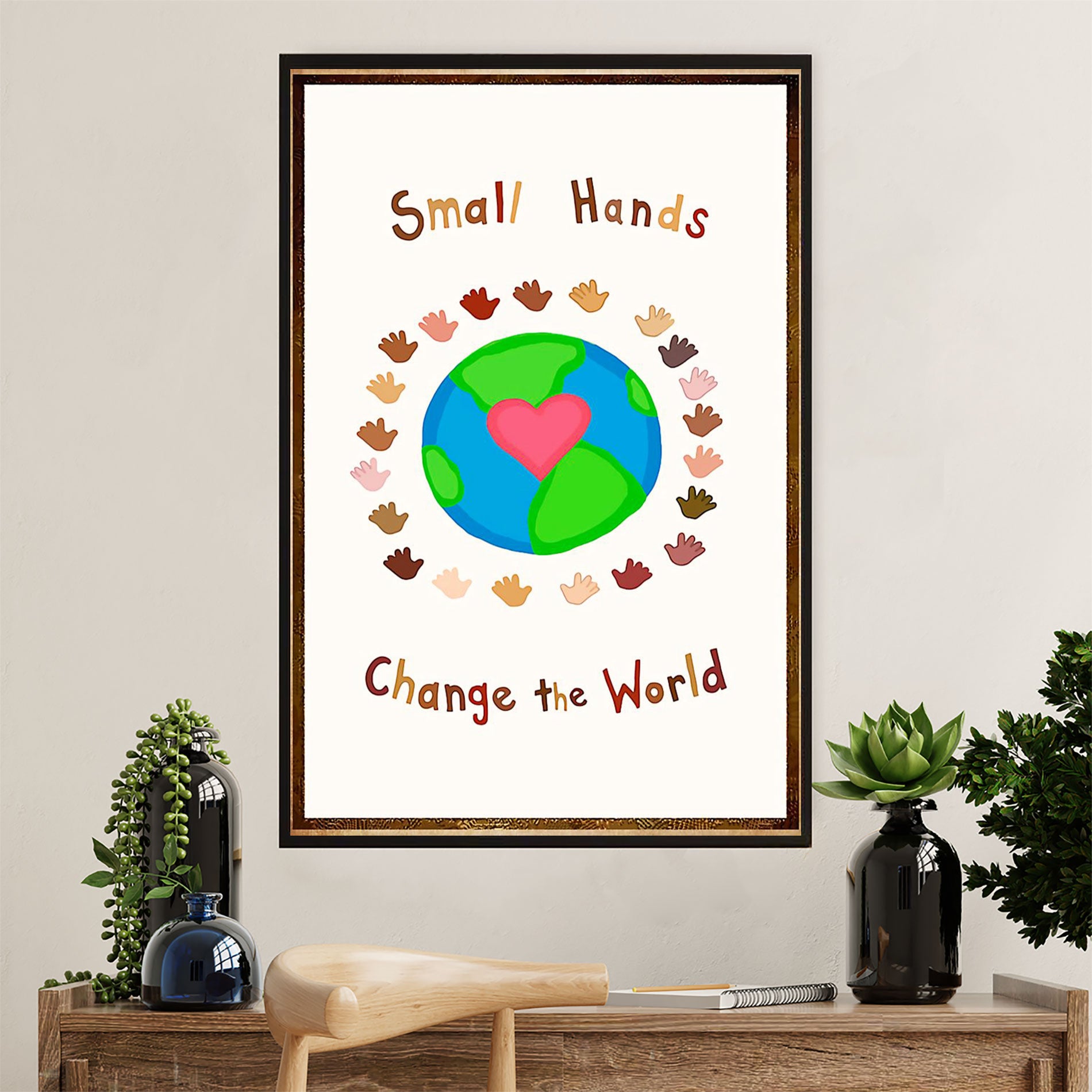 Teacher Classroom Canvas Wall Art | Different Colors Change The World | Back To School Gift for Teacher