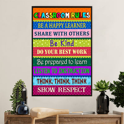 Teacher Classroom Canvas Wall Art | Classroom Rules | Back To School Gift for Teacher