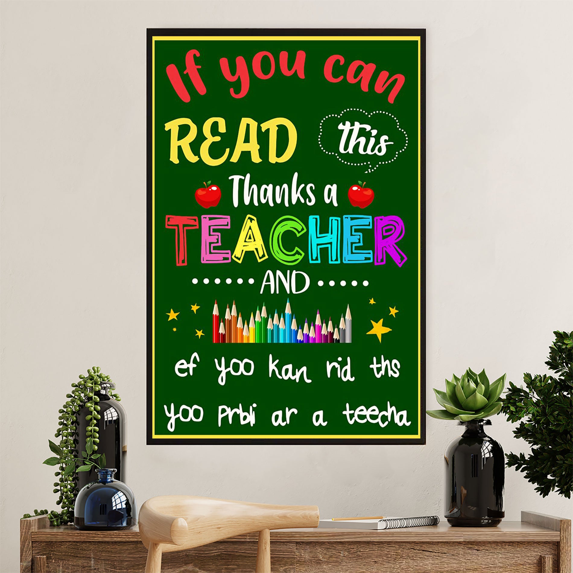Teacher Classroom Canvas Wall Art | Thanks A Teacher | Back To School Gift for Teacher
