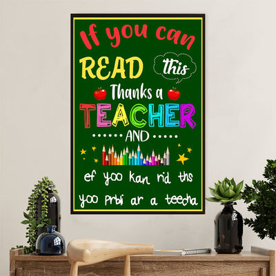 Teacher Classroom Poster | Thanks A Teacher | Wall Art Back To School Gift for Teacher