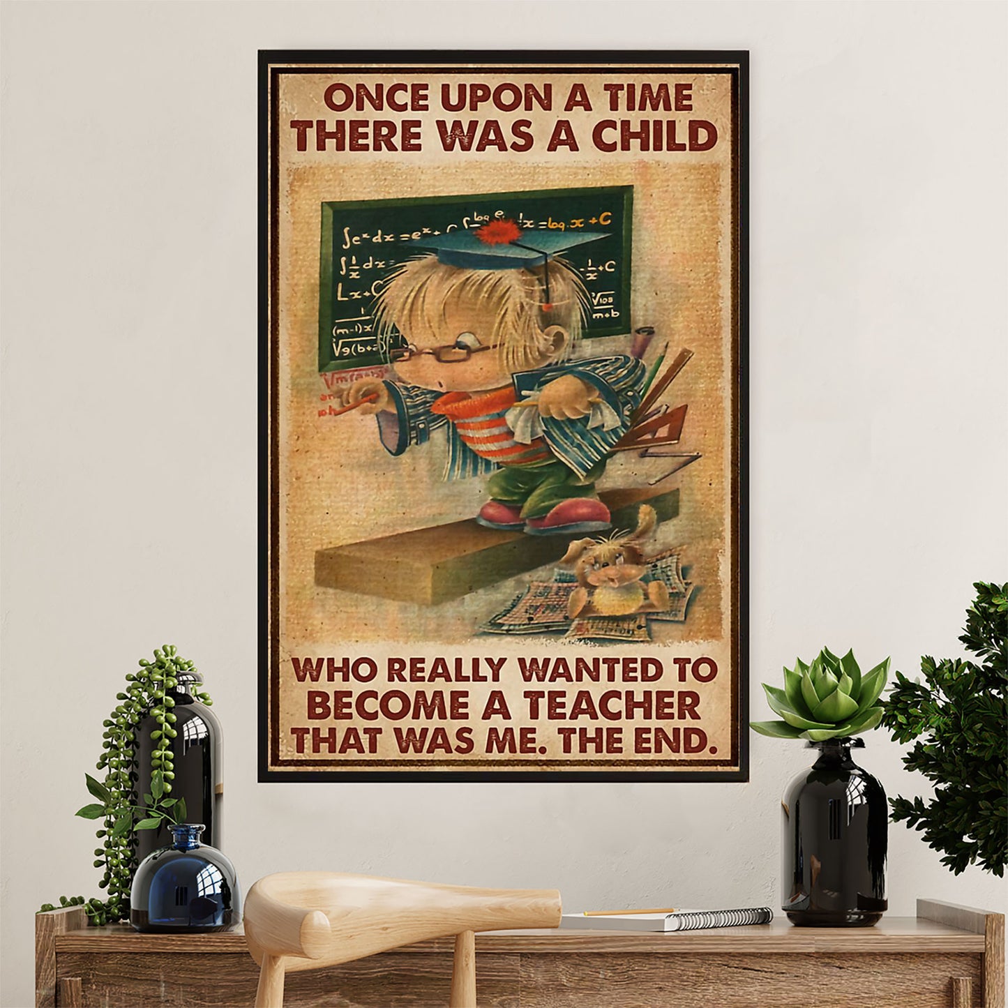 Teacher Classroom Poster | Child Wanted To Become A Teacher | Wall Art Back To School Gift for Teacher