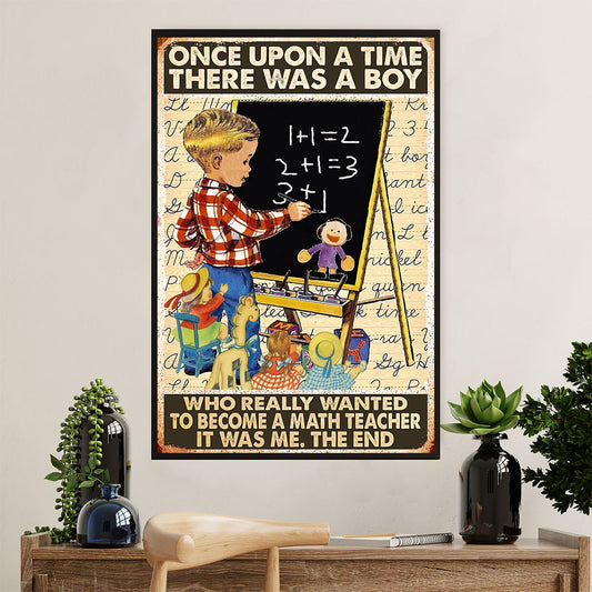 Teacher Classroom Poster | Boy Wanted To Become A Math Teacher | Wall Art Back To School Gift for Teacher