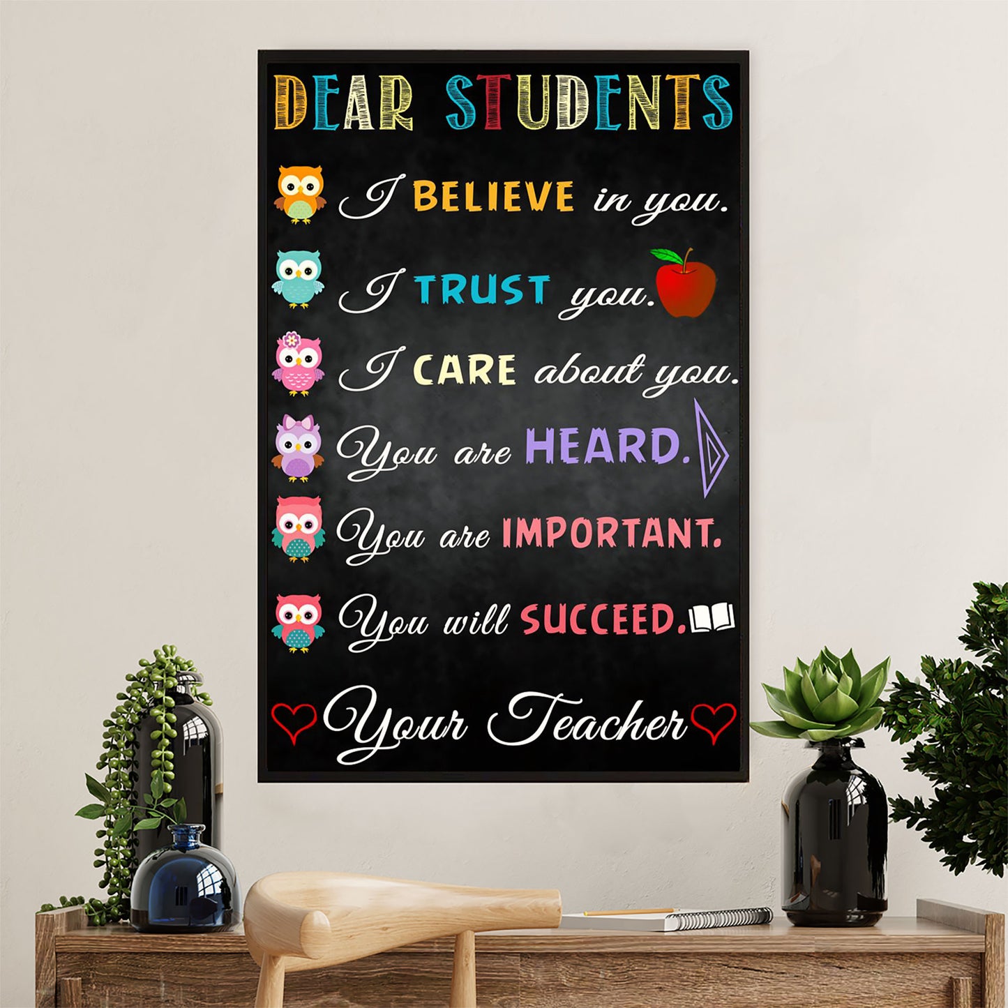 Teacher Classroom Canvas Wall Art | From Teacher to Students | Back To School Gift for Teacher
