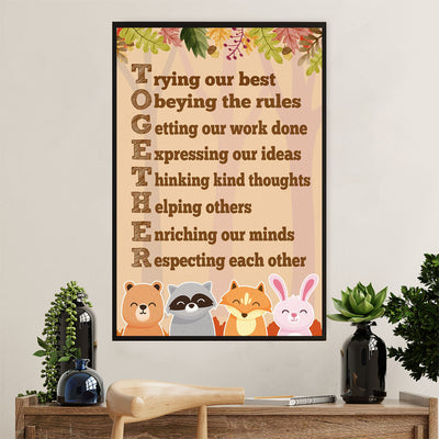 Teacher Classroom Poster | Animals Friends Together | Wall Art Back To School Gift for Teacher