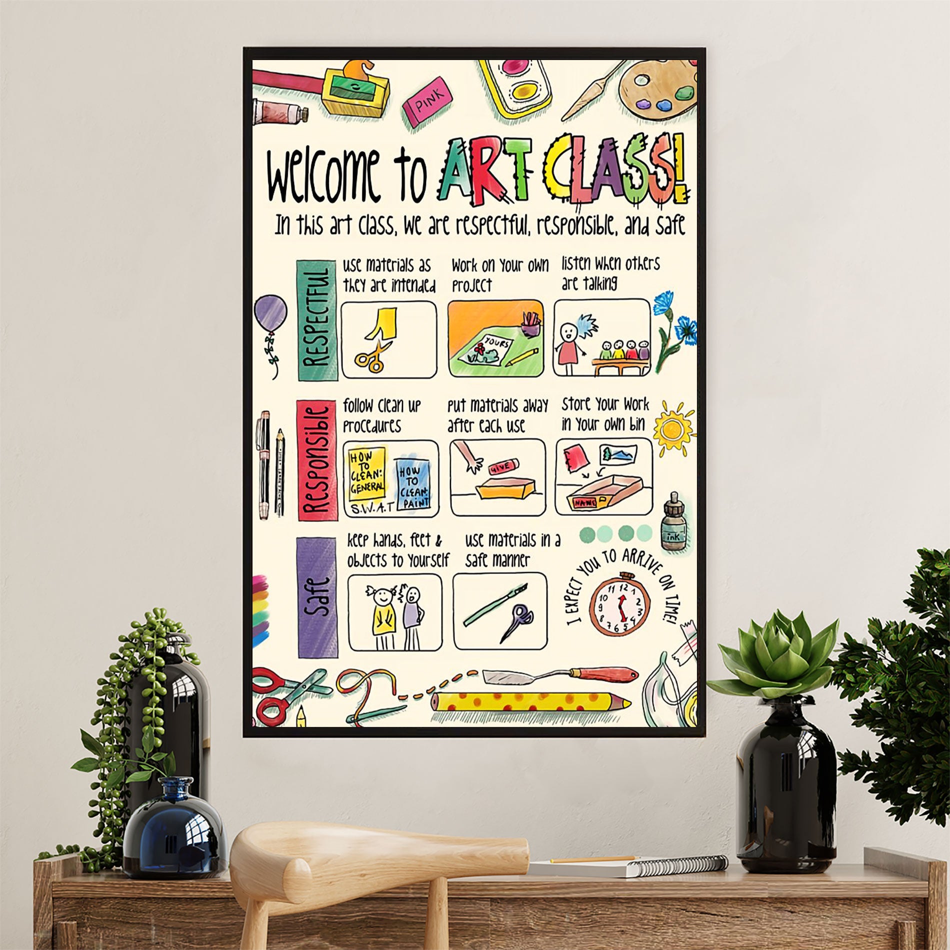 Teacher Classroom Canvas Wall Art | Art Class | Back To School Gift for Teacher