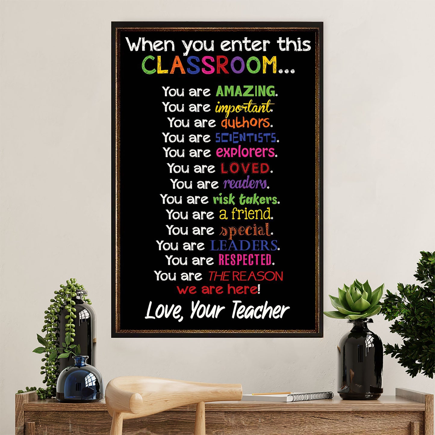 Teacher Classroom Canvas Wall Art | From Teacher To Student | Back To School Gift for Teacher