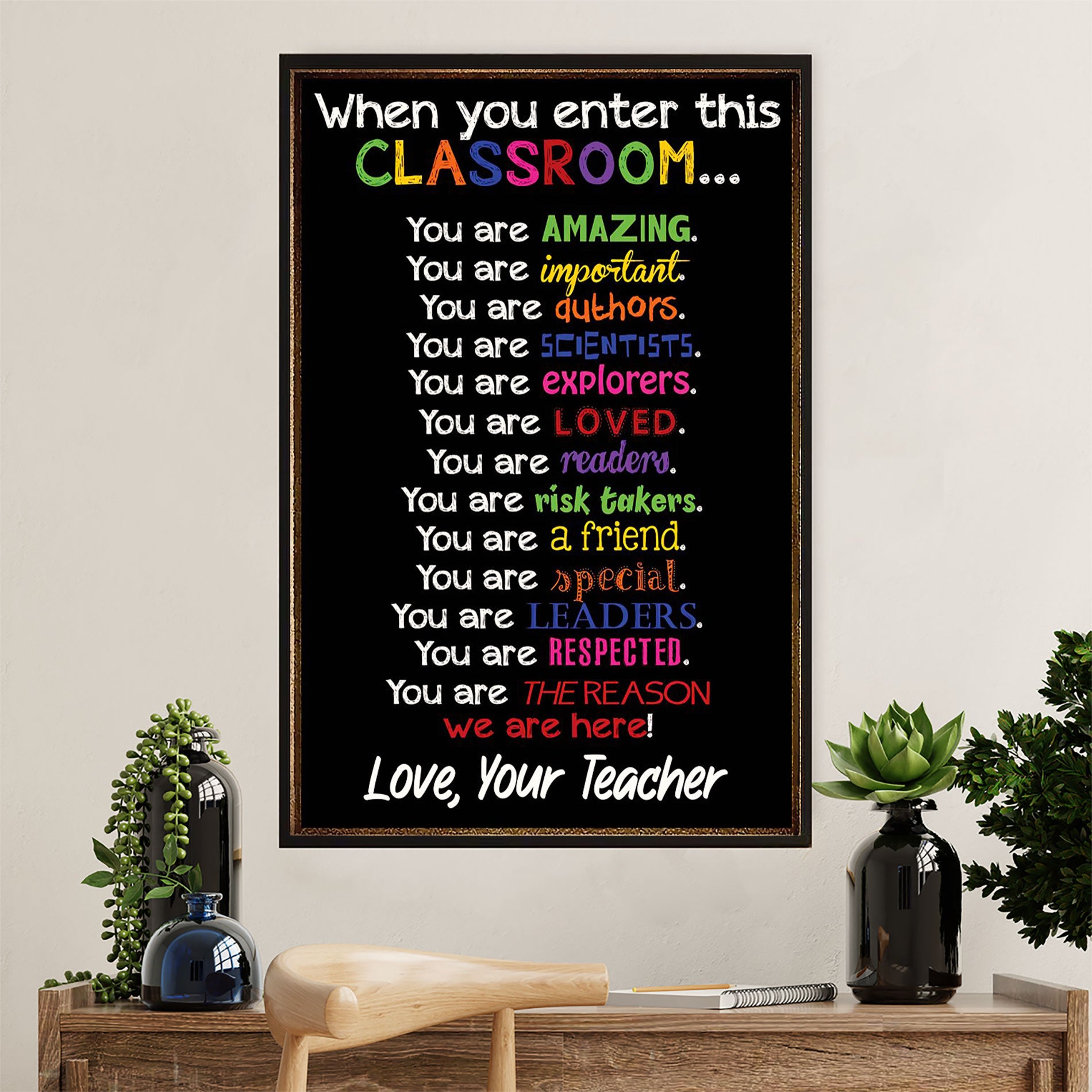 Teacher Classroom Canvas Wall Art | From Teacher To Student | Back To School Gift for Teacher