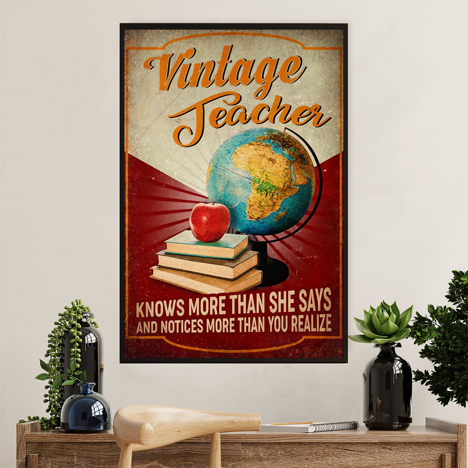 Teacher Classroom Canvas Wall Art | Vintage Teacher | Back To School Gift for Teacher