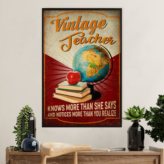 Teacher Classroom Poster | Vintage Teacher | Wall Art Back To School Gift for Teacher