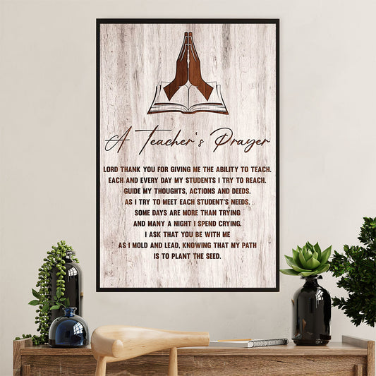 Teacher Classroom Poster | Teacher's Prayer | Wall Art Back To School Gift for Teacher