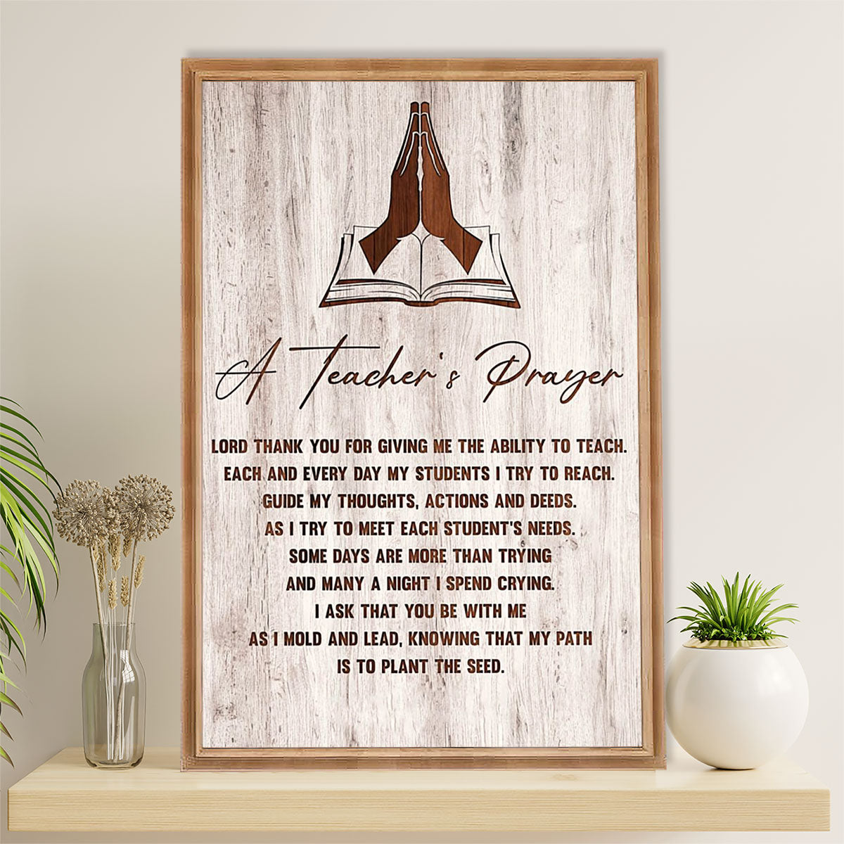 Teacher Classroom Canvas Wall Art | Teacher's Prayer | Back To School Gift for Teacher