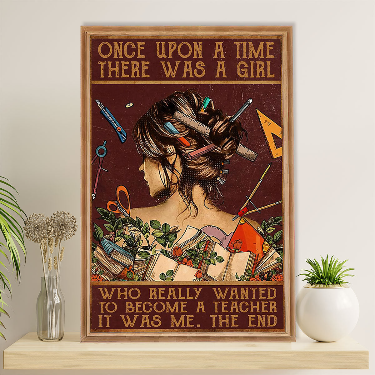 Teacher Classroom Canvas Wall Art | Girl Become A Teacher | Back To School Gift for Teacher