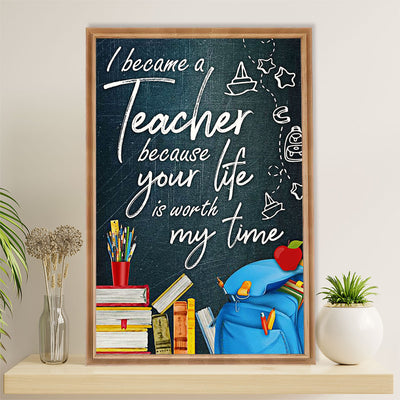 Teacher Classroom Canvas Wall Art | I Became A Teacher Because | Back To School Gift for Teacher