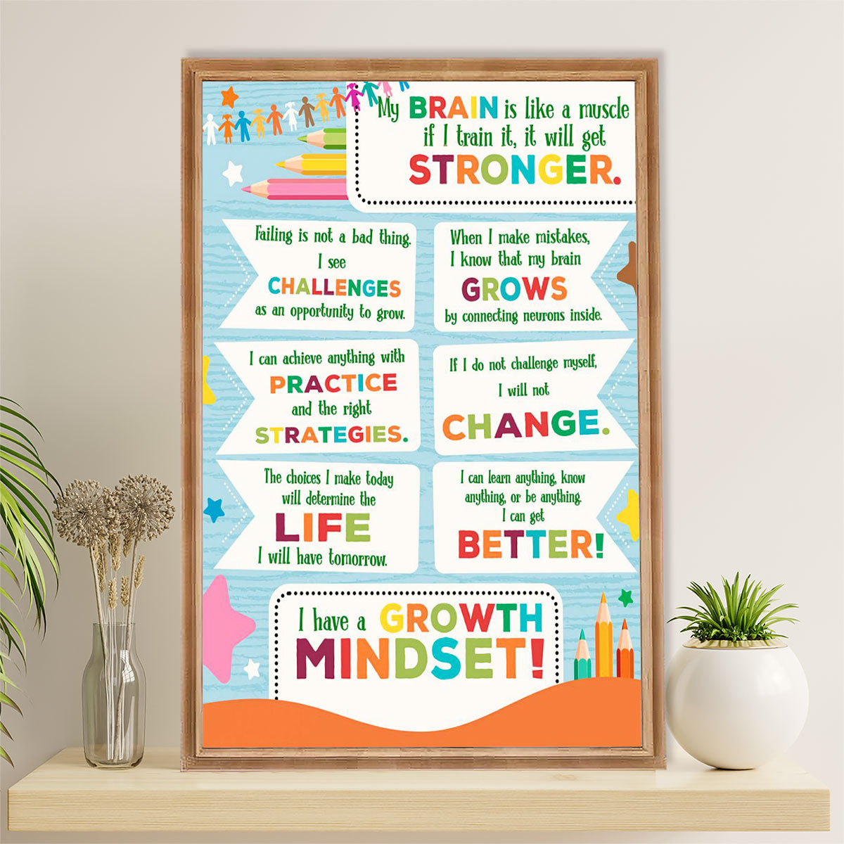 Teacher Classroom Canvas Wall Art | Growth Mindset | Back To School Gift for Teacher