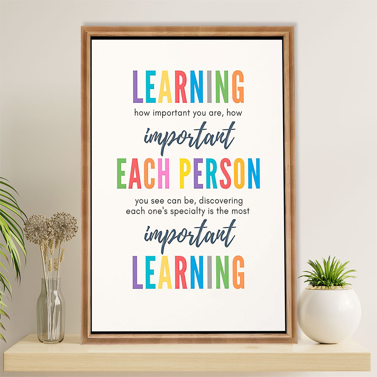 Teacher Classroom Canvas Wall Art | Learning How Important You Are | Back To School Gift for Teacher