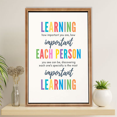 Teacher Classroom Canvas Wall Art | Learning How Important You Are | Back To School Gift for Teacher
