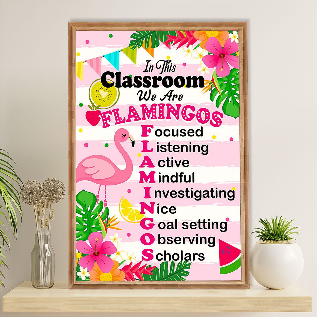 Teacher Classroom Canvas Wall Art | We Are Flamingos | Back To School Gift for Teacher
