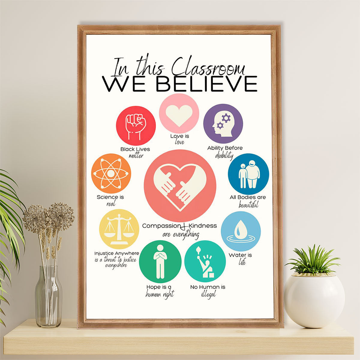 Teacher Classroom Poster | In This Classroom We Believe | Wall Art Back To School Gift for Teacher