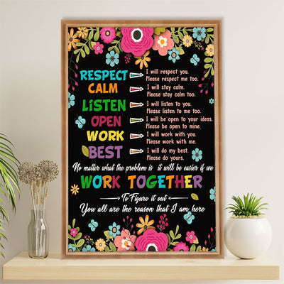 Teacher Classroom Poster | Work Together | Wall Art Back To School Gift for Teacher