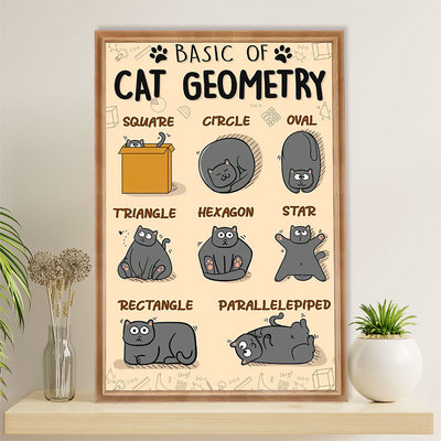 Teacher Classroom Canvas Wall Art | Basic Of Cat Geometry | Back To School Gift for Teacher