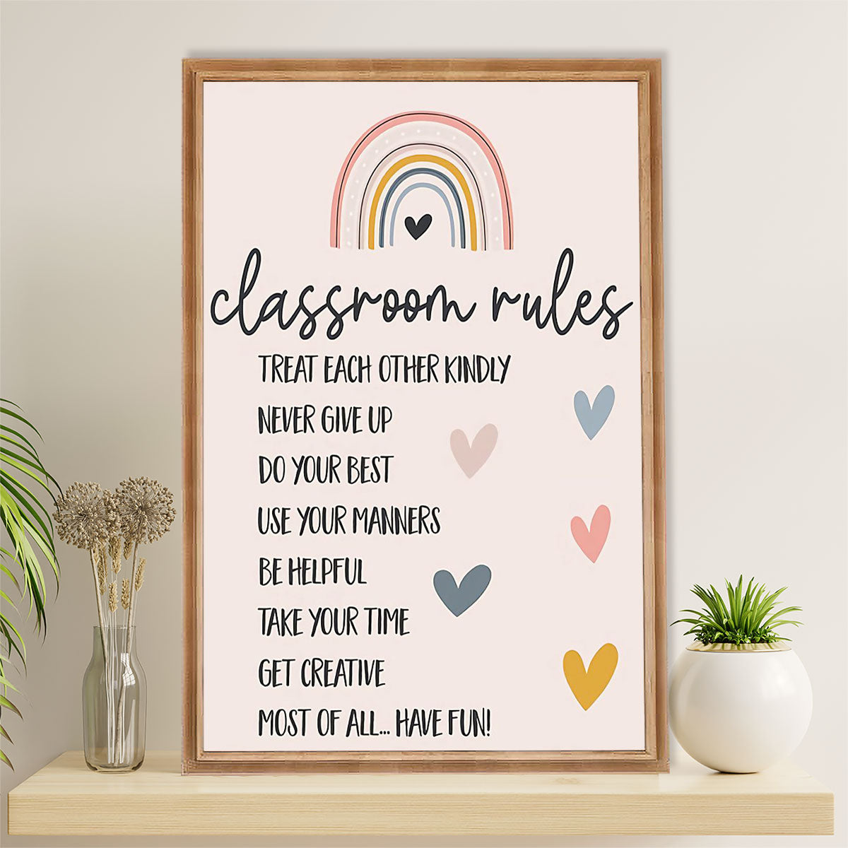 Teacher Classroom Canvas Wall Art | Student Classroom Rules | Back To School Gift for Teacher