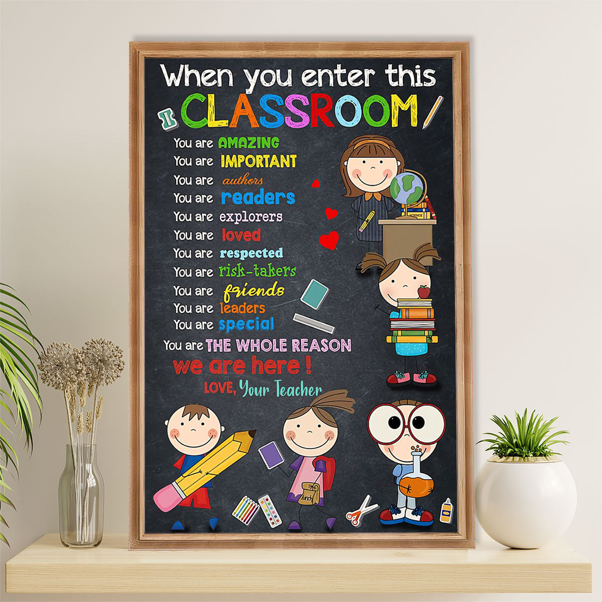 Teacher Classroom Canvas Wall Art | When You Enter This Classroom | Back To School Gift for Teacher