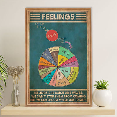 Teacher Classroom Poster | Feelings Are Much Like Waves | Wall Art Back To School Gift for Teacher