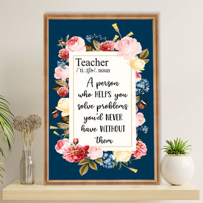 Teacher Classroom Canvas Wall Art | Teacher Definition | Back To School Gift for Teacher