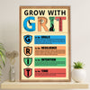Teacher Classroom Poster | Grow With GRIT | Wall Art Back To School Gift for Teacher