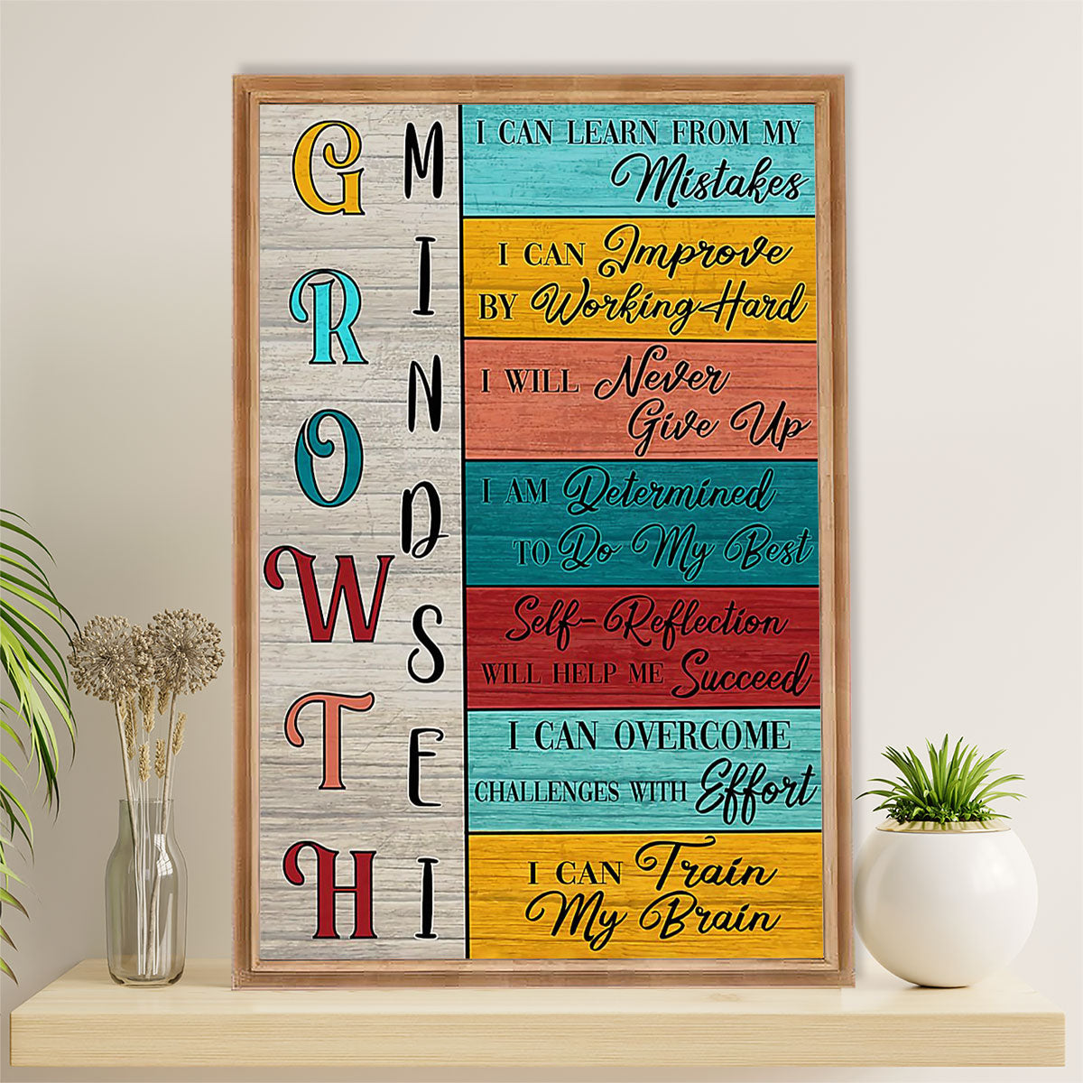 Teacher Classroom Canvas Wall Art | Growth Mindset | Back To School Gift for Teacher