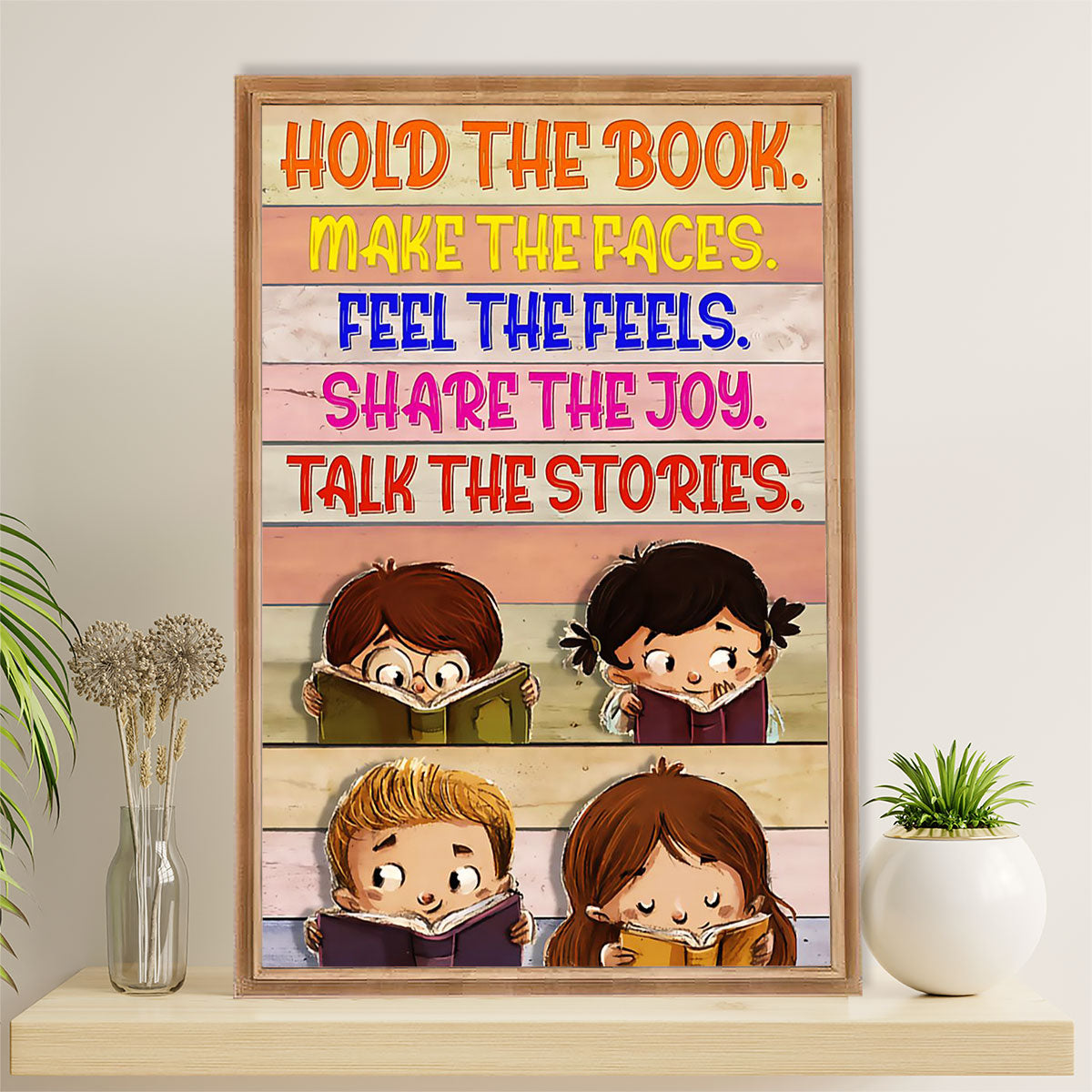 Teacher Classroom Canvas Wall Art | Hold The Book | Back To School Gift for Teacher