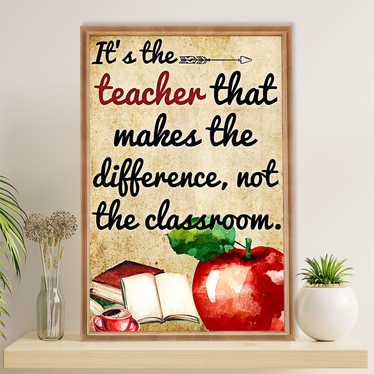 Teacher Classroom Poster | Teacher That Makes The Difference | Wall Art Back To School Gift for Teacher