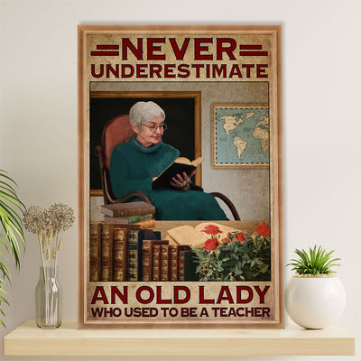 Teacher Classroom Poster | Retired Teacher Old Lady | Wall Art Back To School Gift for Teacher