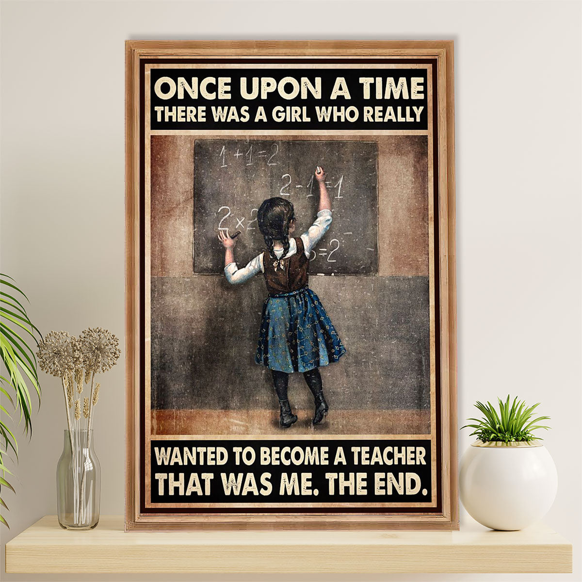 Teacher Classroom Canvas Wall Art | Girl Wanted To Become A Teacher | Back To School Gift for Teacher