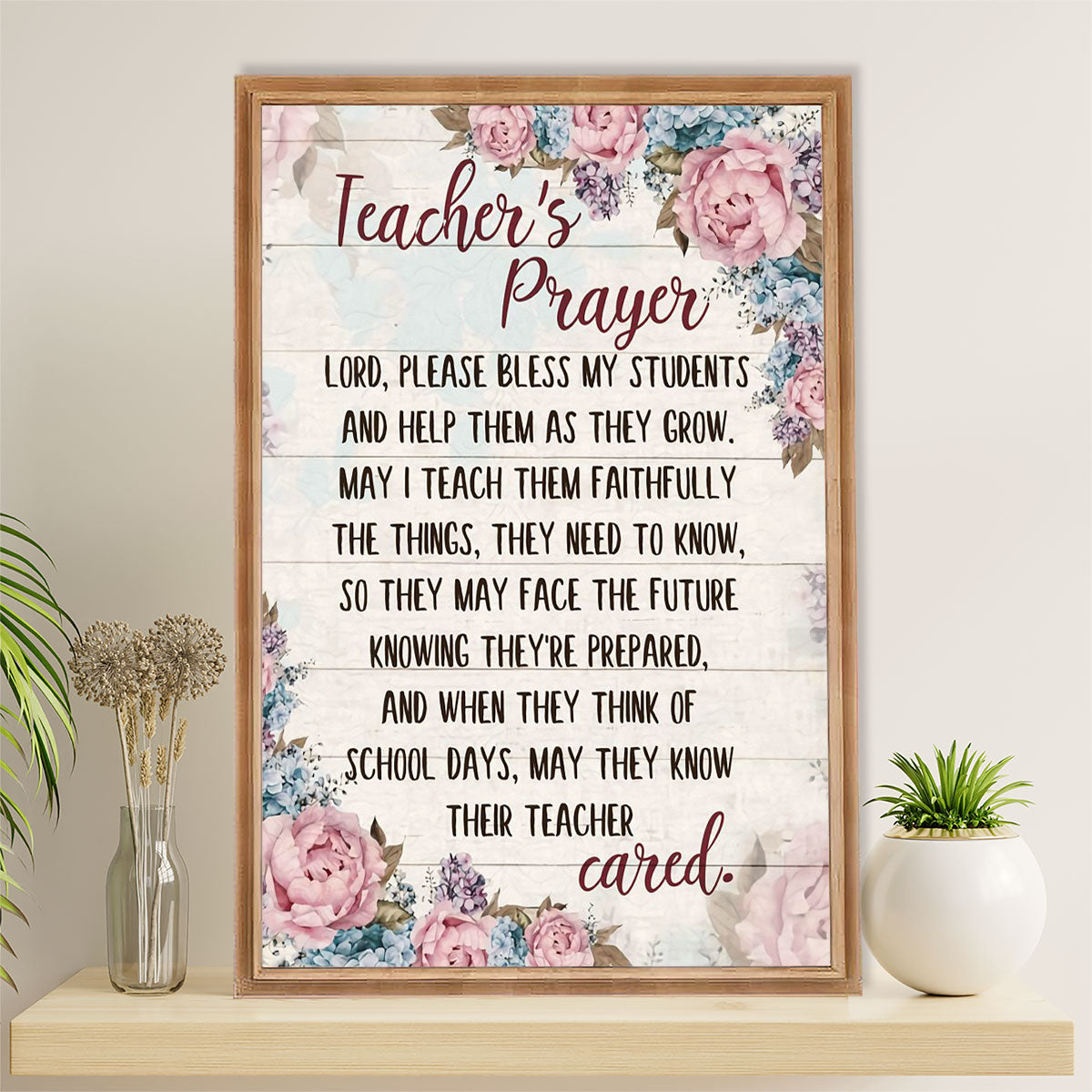 Teacher Classroom Canvas Wall Art | Teacher's Prayer | Back To School Gift for Teacher