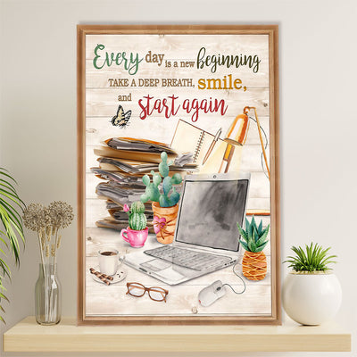 Teacher Classroom Poster | Everyday Is A New Beginning | Wall Art Back To School Gift for Teacher