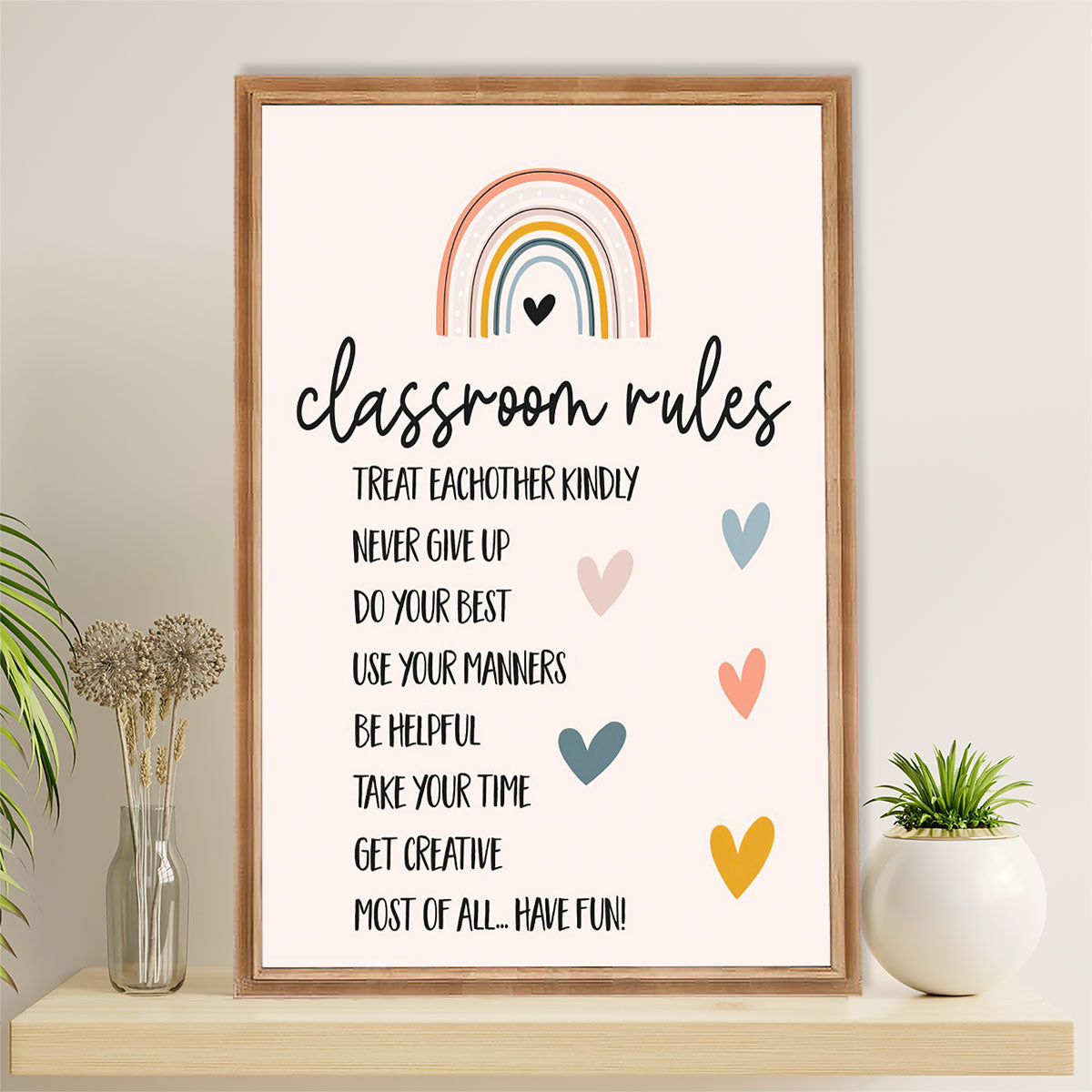 Teacher Classroom Canvas Wall Art | Classroom Rules | Back To School Gift for Teacher